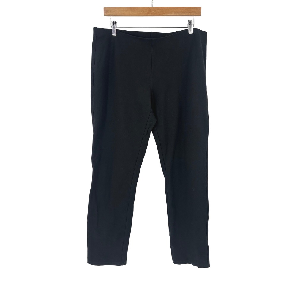 Eileen Fisher‎ Knit Ponte Pants Stretch Pull On Casual Black L